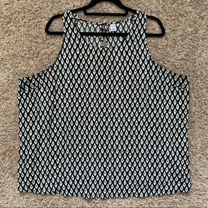 Old Navy Black/White Geo Sleeveless High-Neck Top